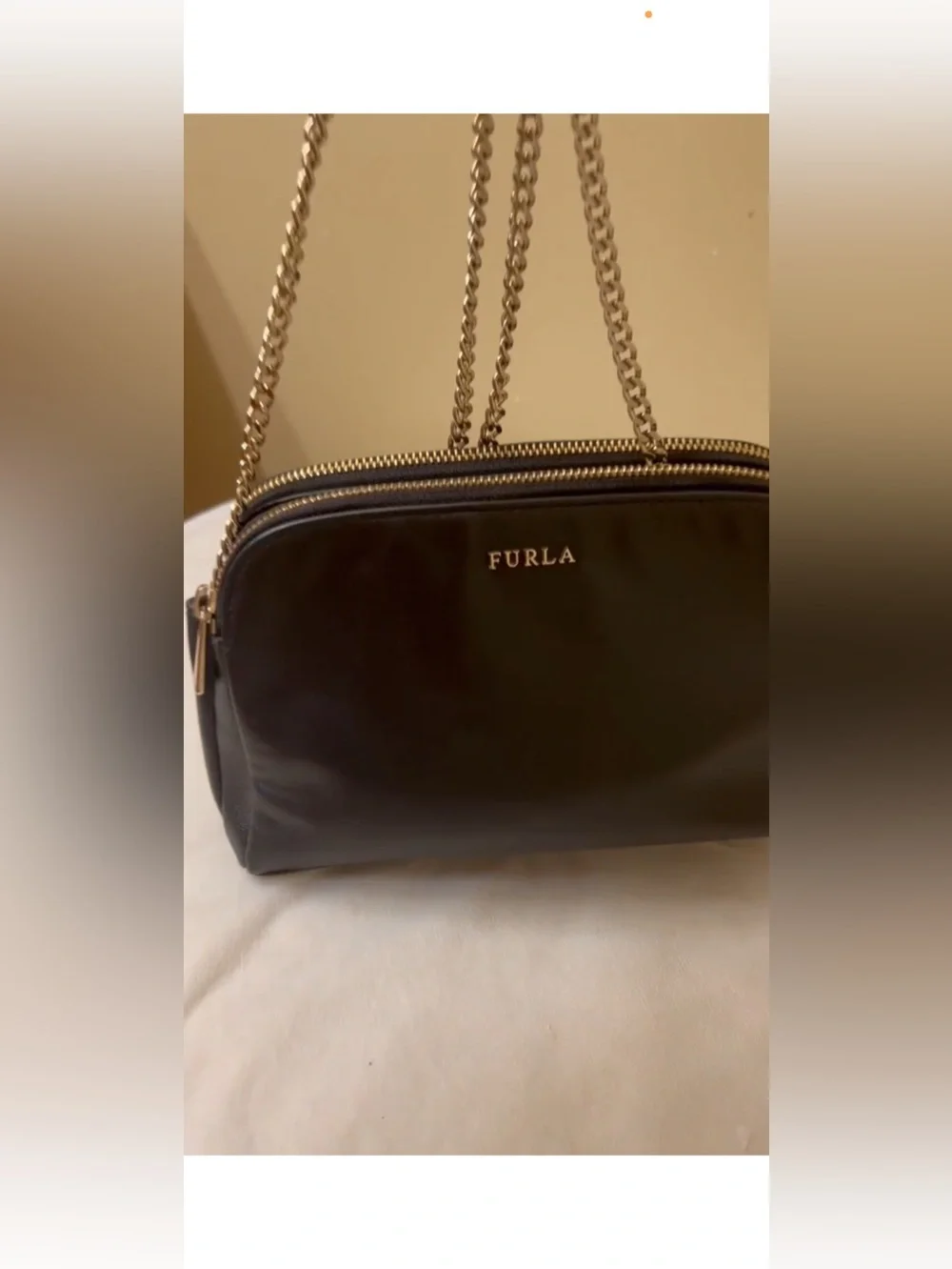 Furla Leather Double zipper Crossbody EUC